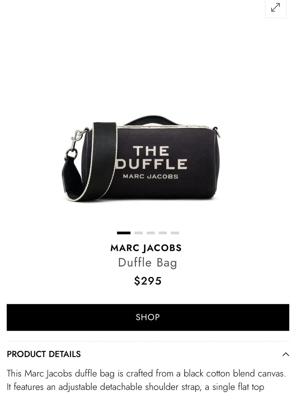 Marc Jacobs Black 'The Duffle' Canvas Toiletry Pouch - no strap
